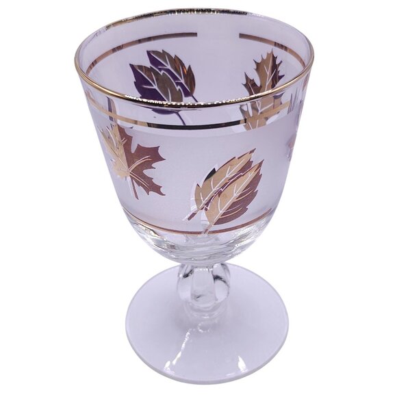 Libbey Other - Vintage Libbey Gold Leaf Pattern Frosted Glass Goblets Set Of 4